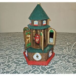 Festive Rotating Christmas Clock Tower